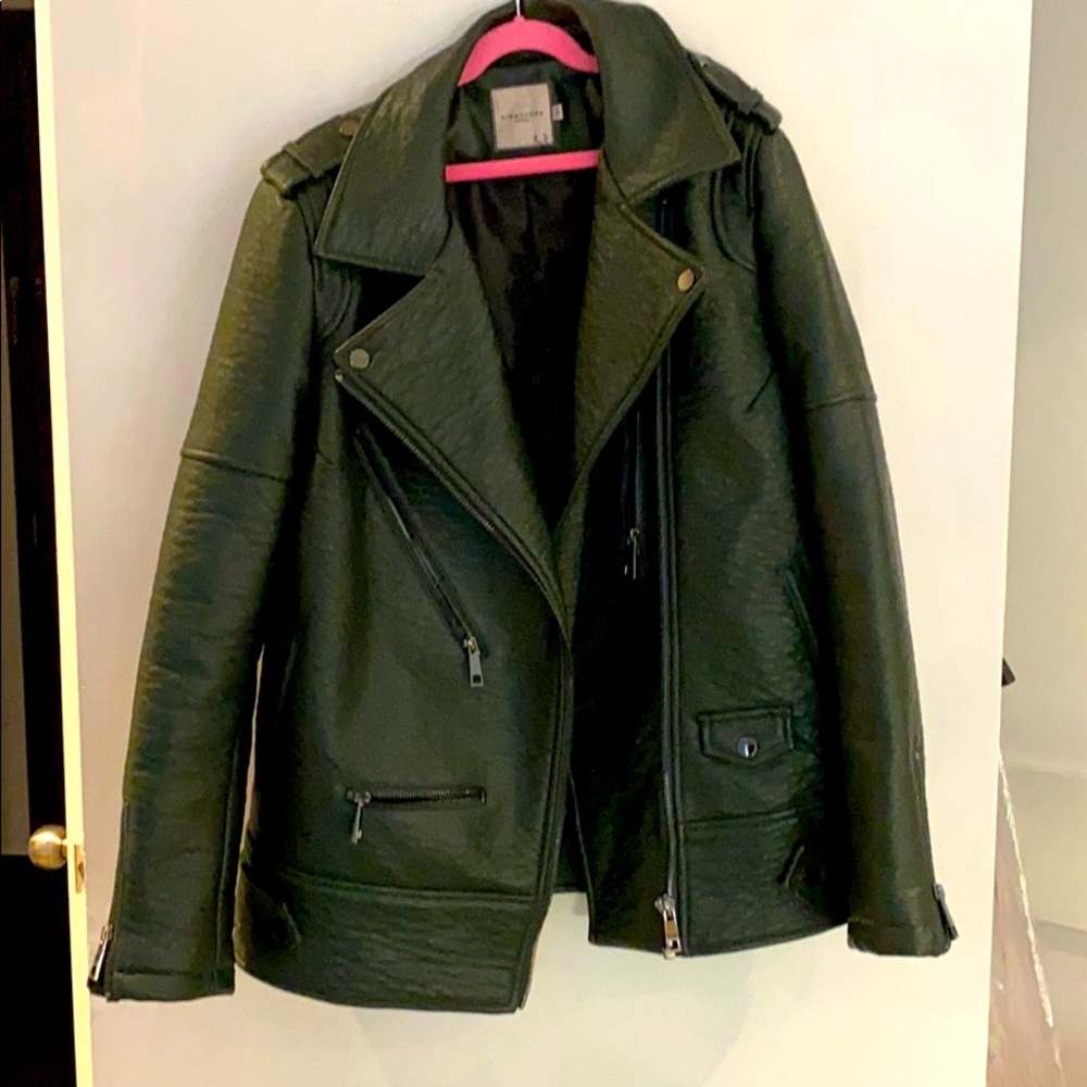 Faux green leather jacket